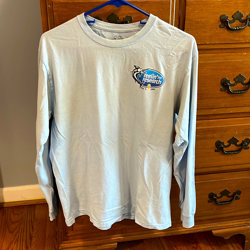 Mens long sleeve reelin for research shirt